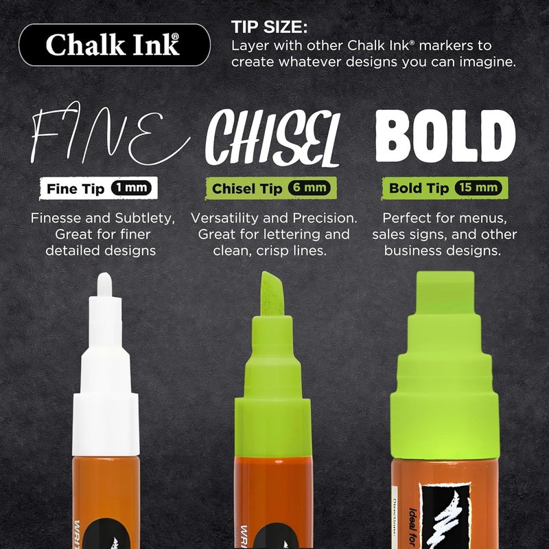 Chalk Ink Markers طباشير مبللة برأس دقيق (كلاسيكي، 1مم، 4 عبوات) - Image 4